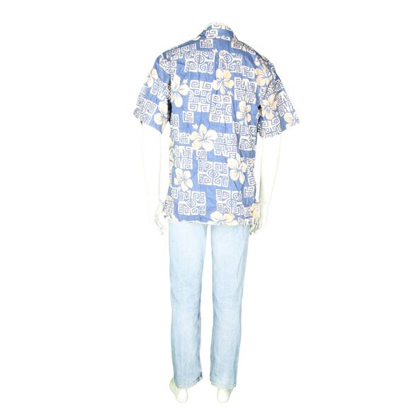 Go Barefoot Flower Floral Orchid Hawaiian Aloha Tropical Tribal Camp Shirt M - Picture 3 of 5